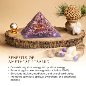 Amethyst Orgone Crystal Stone Pyramid For Calmness
