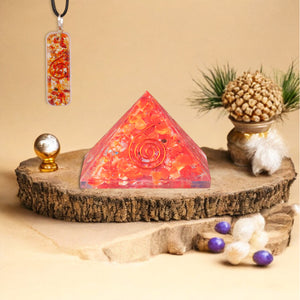 Carnelian Copper Coil Orgone Crystal Pyramid