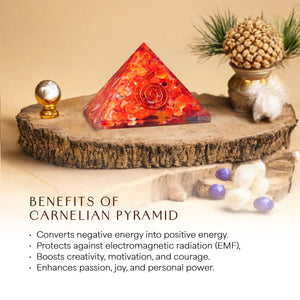 Carnelian Copper Coil Orgone Crystal Pyramid