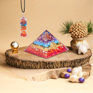 Seven Chakra Flower Of Life Orgone Pyramid
