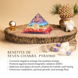 Seven Chakra Flower Of Life Orgone Pyramid