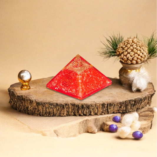 Red Onyx Orgone Crystal Pyramid for Protection