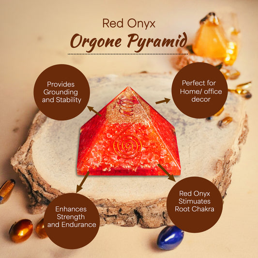 Red Onyx Orgone Crystal Pyramid for Protection