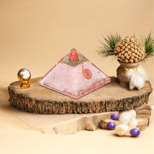 Rose Quartz Healing Crystal Pyramid for Love & Romance