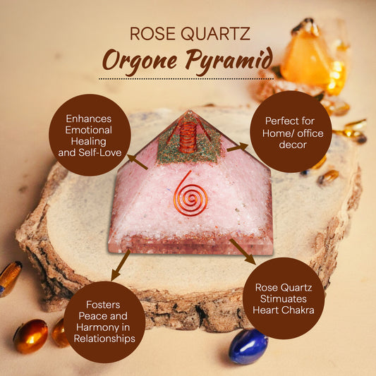 Rose Quartz Healing Crystal Pyramid for Love & Romance
