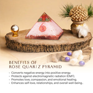 Rose Quartz Healing Crystal Pyramid for Love & Romance