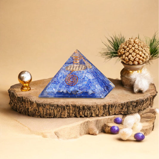 Blue Quartz Orgone Crystal Pyramid