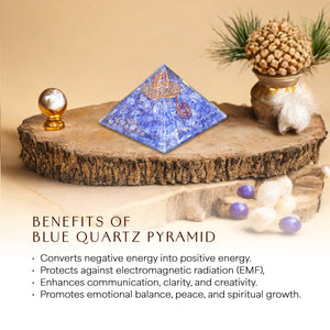 Blue Quartz Orgone Crystal Pyramid