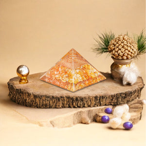 Yellow aventurine Copper Coil Orgone Pyramid
