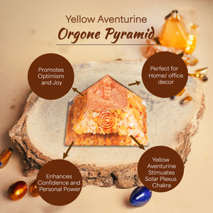 Yellow aventurine Copper Coil Orgone Pyramid