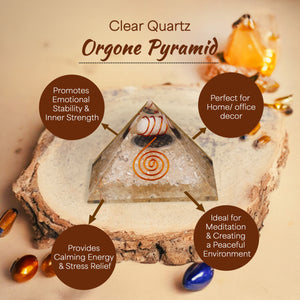 Clear Quartz Copper Coil Orgone Crystal Pyramid