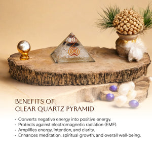 Clear Quartz Copper Coil Orgone Crystal Pyramid