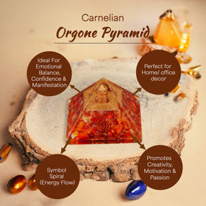 Carnelian Orgone Crystal Pyramid For Passion