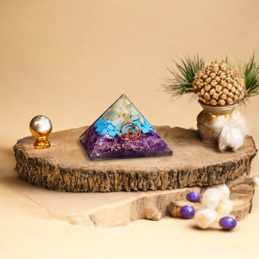Green Aventurine, Amethyst, and Turquoise Orgone Pyramid