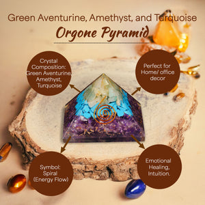 Green Aventurine, Amethyst, and Turquoise Orgone Pyramid