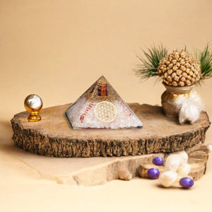Rose Quartz Flower Of Life Orgone Crystal Pyramid