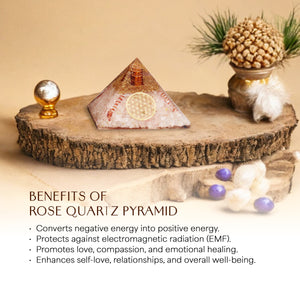 Rose Quartz Flower Of Life Orgone Crystal Pyramid