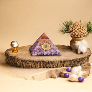Amethyst Feng Shui Coin Orgone Crystal Pyramid