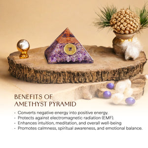 Amethyst Feng Shui Coin Orgone Crystal Pyramid
