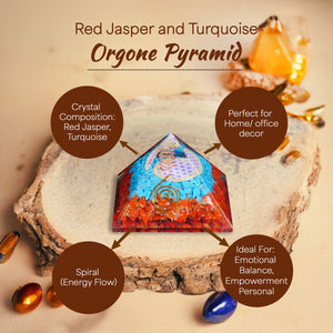 Red Jasper and Turquoise Orgone Crystal Pyramid