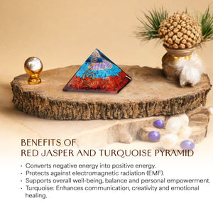 Red Jasper and Turquoise Orgone Crystal Pyramid