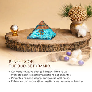 Turquoise Copper Coil Orgone Crystal Pyramid