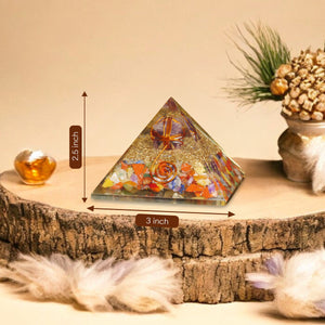 Mix Chakra Copper Coil Crystal Stone Pyramid