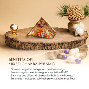 Mix Chakra Copper Coil Crystal Stone Pyramid