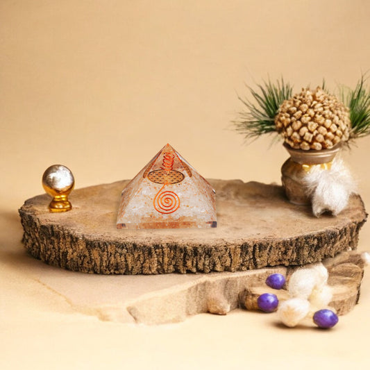 Clear Quartz Orgone Crystal Pyramid For Balance