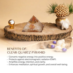 Clear Quartz Orgone Crystal Pyramid For Balance