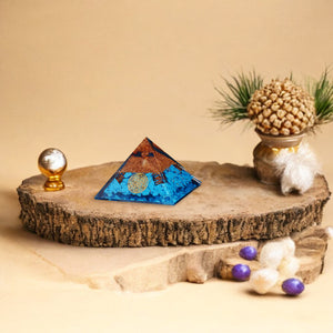 Turquoise Flower of Life Orgone Crystal Pyramid