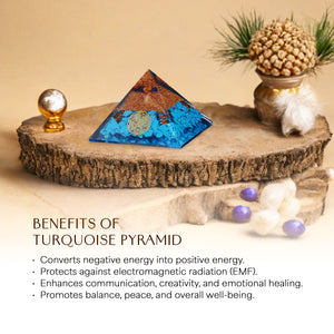 Turquoise Flower of Life Orgone Crystal Pyramid