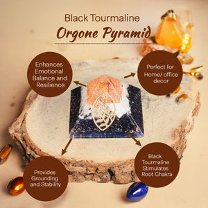 Black Tourmaline Crystal Pyramid For Protection & Grouding
