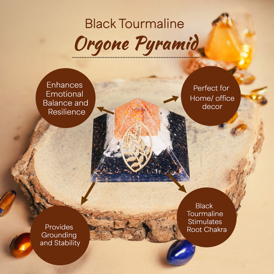 Black Tourmaline Crystal Pyramid For Protection & Grouding