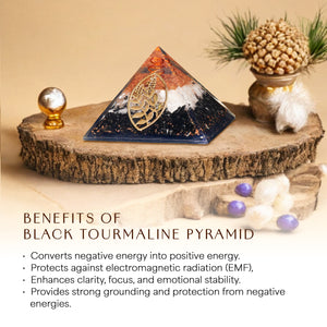 Black Tourmaline Crystal Pyramid For Protection & Grouding