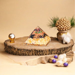Yellow Aventurine and Black Tourmaline Orgone Pyramid