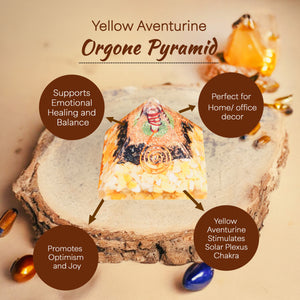 Yellow Aventurine and Black Tourmaline Orgone Pyramid