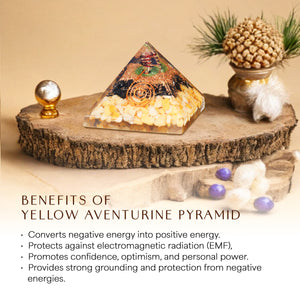 Yellow Aventurine and Black Tourmaline Orgone Pyramid
