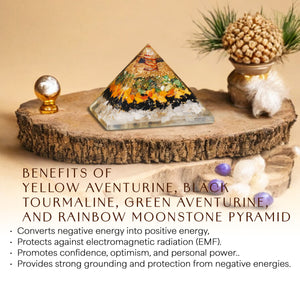 Yellow Aventurine and Black Tourmaline Orgone Crystal Pyramid