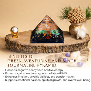 Green Aventurine and Black Aventurine Orgone Pyramid