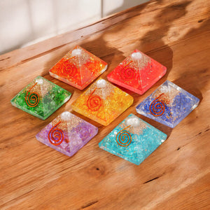 Seven Chakra Orgone Crystal Pyramid For Harmony