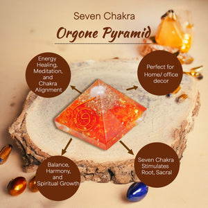 Seven Chakra Orgone Crystal Pyramid For Harmony