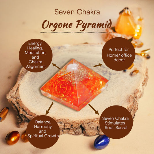 Seven Chakra Orgone Crystal Pyramid For Harmony