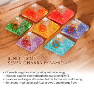 Seven Chakra Orgone Crystal Pyramid For Harmony