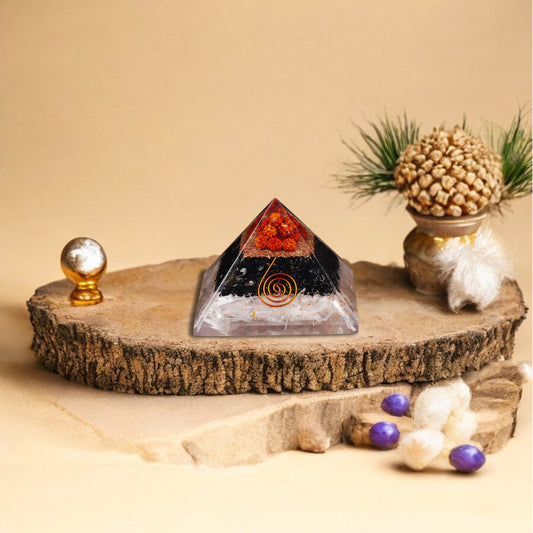Black Tourmaline and Selenite Orgone Pyramid For Positivity