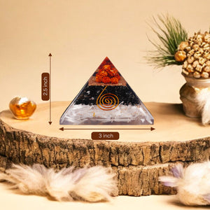 Black Tourmaline and Selenite Orgone Pyramid For Positivity