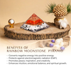Rainbow Moonstone orgone Crystal Pyramid