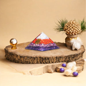 Amethyst, Red Jasper, and Opalite Orgone Pyramid