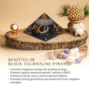 Black Tourmaline Sacred Geometry Orgone Crystal Stone Pyramid