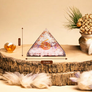 Amethyst, Rose Quartz, and Clear Quartz Orgone Pyramid